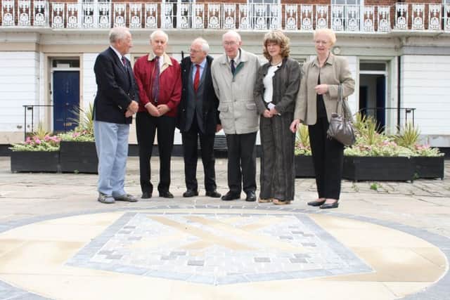 Unveiling of new plaque in Castrop Rauxwell Square to celebrate Wakefield's links with the German town. Norman Hazel, Coun Keith Rhodes, Karl Josef Krekeler, Colin Peaker, Denise Jeffery, Coun Betty Rhodes.