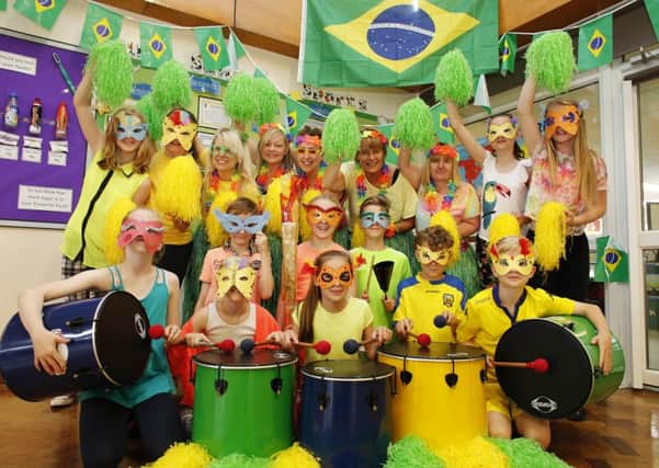 Children celebrated with a Brazillian-style carnival.