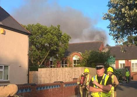 Fire at Airedale Juniors in Castleford. Pic by Mark Nicholson