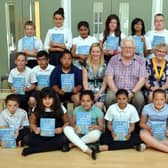 Students leaving Sandal Magna Community Academy to go to secondary schools in September were presented with dictionaries by Wakefield Rotary Club president-elect Sheila Wainwright.