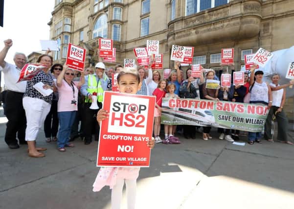 Campaigners from the Crofton Against HS2 group, who are fighting plans to send trains through their village, meeting Wakefield Council leader Peter Box at Wakefield town hall.