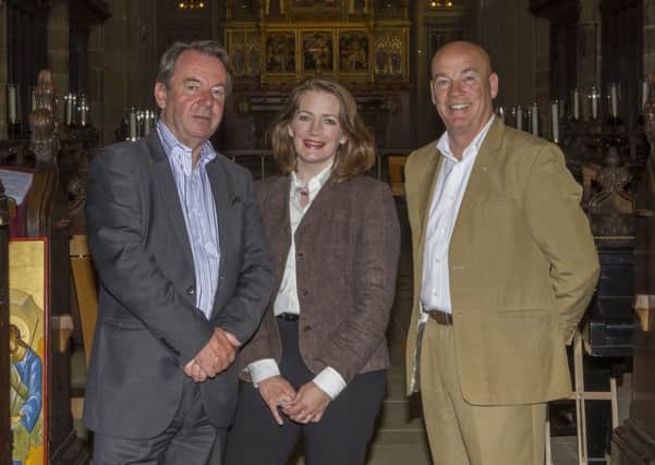 Antiques experts Eric Knowles, Susan Rumfitt and Tom Keane at Wakefield Cathedral.