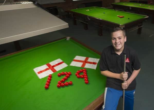 Harry Gosney at St Michael's Snooker Club, Wakefield.