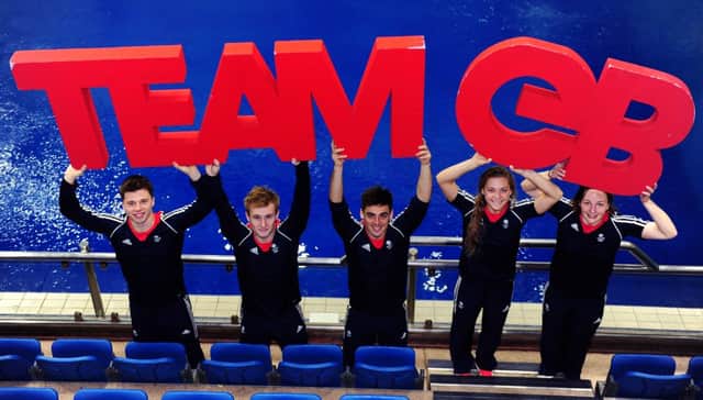 Great Britain divers Freddie Woodward, Jack Laugher,Chris Mears, Alicia Blagg and Rebecca Gallantree.
