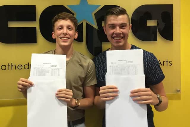 CAPA students Elliott Lee and John-William Watson who both achieved 4x A* in their A-levels.