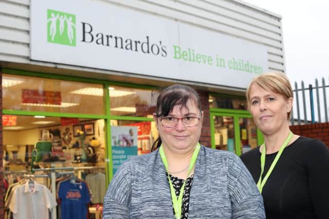 Barnardo's Wakefield had cash stolen and store ransacked between.
pictured is Debroah Jaha and  Amanda Scaife, store manager