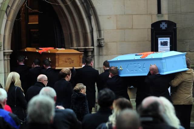 The funeral of Andrew and Kiera Broadhead, at Wakefield Cathedral.