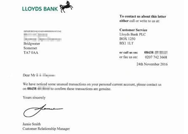 One of the fake Lloyds letters.