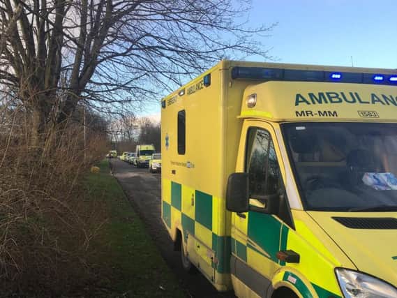 Emergency services at the scene in Lingwell Nook Lane earlier today. Picture: @reevewestwell