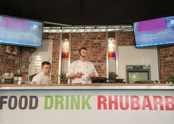 Picture by Allan McKenzie/YWNG - 20/02/16 - Press - Wakefield Rhubarb Festival 2016 - Wakefield, England - Ben & Ashley McCarthy put on a cooking demonstration at the Wakefield rhubarb festival.