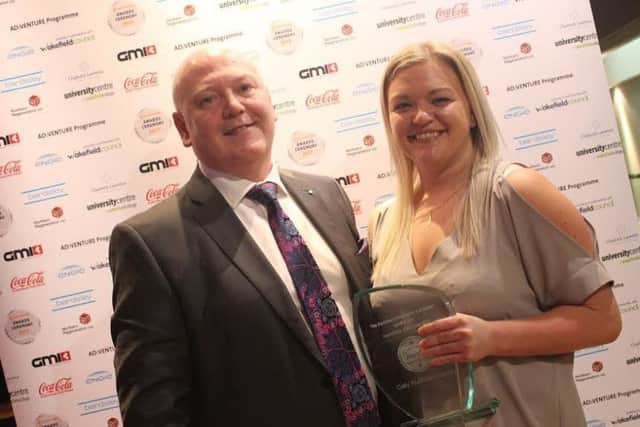 Level 2 Apprentice of the Year (19+), Sponsored by Bardsley Construction Limited, winner Cally Ruddick-Conway with Richard Smeaton
