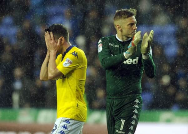 Pablo Hernandez is frustrated in defeat with Leeds United team-mate Rob Green. Picture: Tony Johnson.
