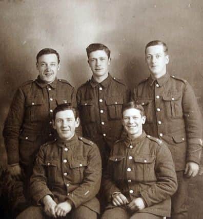 The Diary of George Kellet,from Abrigg,who served during the First World War at Wakefield Museum, pictured (First on the back row) George Kellet, with friends during the First World War.