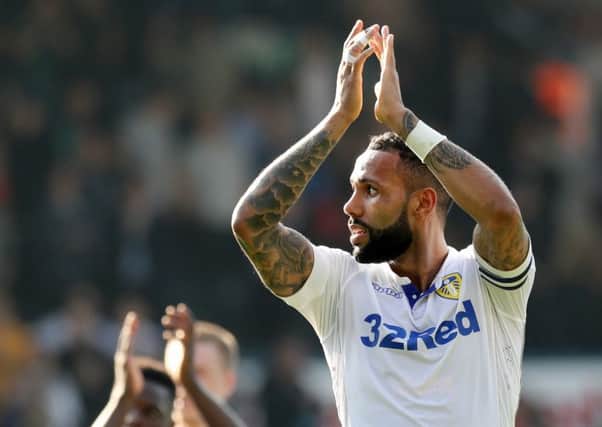 Kyle Bartley appluads the fans at full-time.