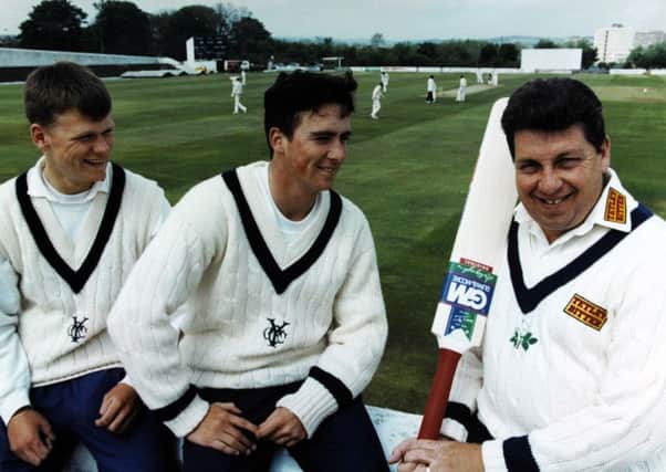 Mike Bore, pictured in 1994 with Academy pupils Jamie Hood (left) and Gavin Hamilton.