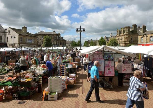 A busy Ossett market during the recent warm weather.