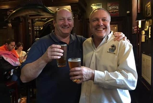 BEER FAN: Joe Gold, right.