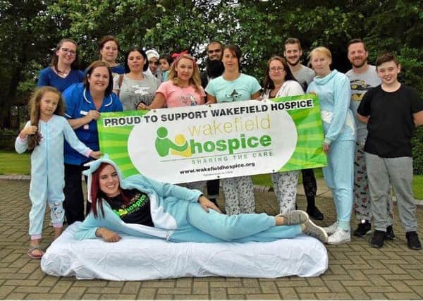 Fundraisers take part in PJ walk for Wakefield Hospice's bed appeal.