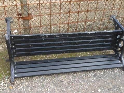 The trashed bench. Picture by West Yorkshire Police.