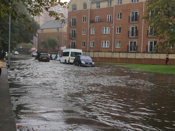 Flooding next to Thornes Park.