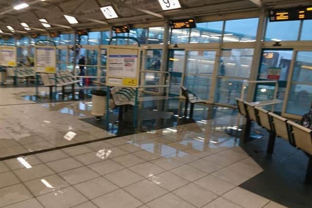 Flooding at Wakefield Bus Station. Picture sent by Leah Townend.