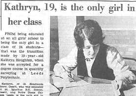 CUTTING: A newspaper article about Kathryn Houghton being the only girl on her polytechnic course.