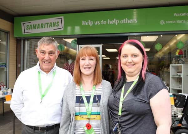 The Samaritans are appealing for people to volunteer in their charity shop.
Malcolm Wright, Rita Milner, Andrea Rhodes