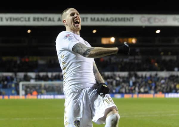 Pontus Jansson celebrates after scoring the winning goal for Leeds United against Norwich. Picture: Simon Hulme