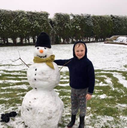 Niki Gaunt, from Wakefield, took this picture of her son Daniel, eight, with his snowman, Pingy.