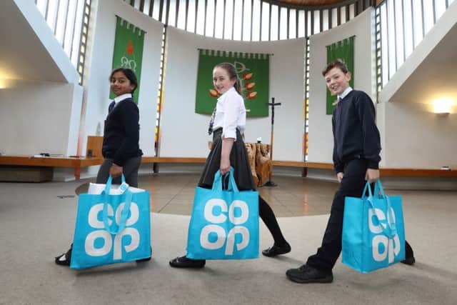 GIVING: Pupils forged links with local supermarkets.