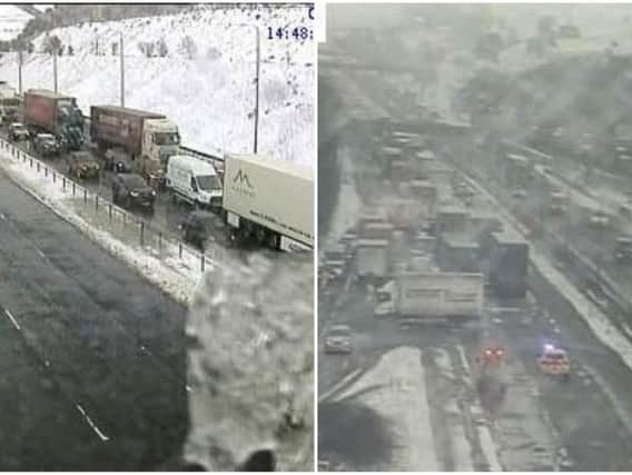 Highways England shared these images of incidents its teams have been tackling on the M62 between Manchester and Leeds today.