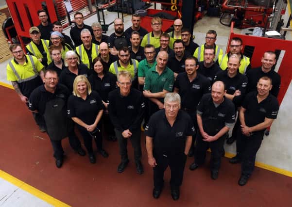 14 March 2018......... Arthur Gawthorpe celebrates with colleagues 60 years working for Dakin Flathers blade manufacturers in Featherstone. Scott Merrylees