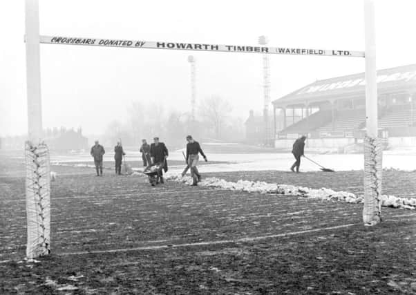 March 20 1979:

Trinity pitch being cleared of snow.