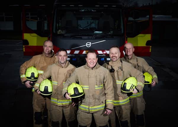 Craig Tennant with his crew at Castleford Fire Station.