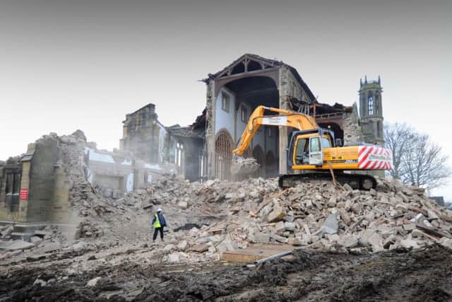 Demolition takes place at St Peters Church, Stanley, Wakefield.
