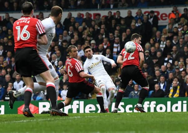 Pablo Hernandez shoots to score Leeds United's goal against Sunderland. Picture: Jonathan Gawthorpe