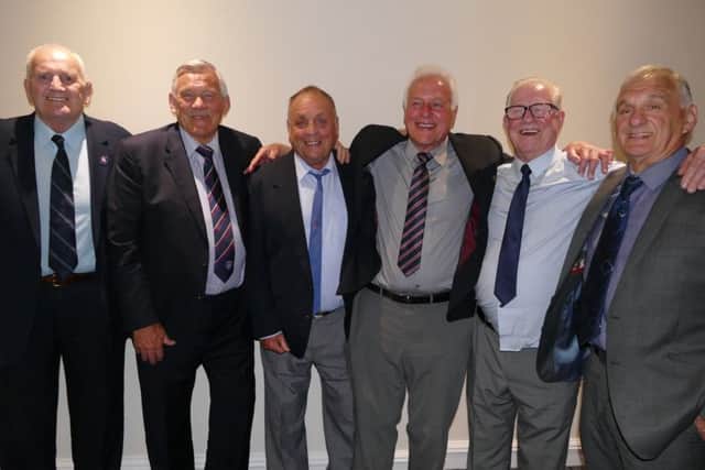 Waterplash players' reunion at Headingley (l-r) Geoff Oakes, Neil Fox MBE, Ken Batty, David Jeanes, Ian Brooke and Bob Haigh.