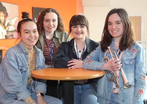 Pictured from left: Alana Wan, Lucy Mulheir, Wendy Westmoreland and Charlotte Atkinson together in the Performance Academy at New College Pontefract