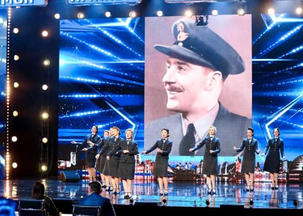 The D-Day Darlings sang as pictures of their grandfathers who fought in WW1 and WW2 appeared in the background. (Picture: Syco/Thames)